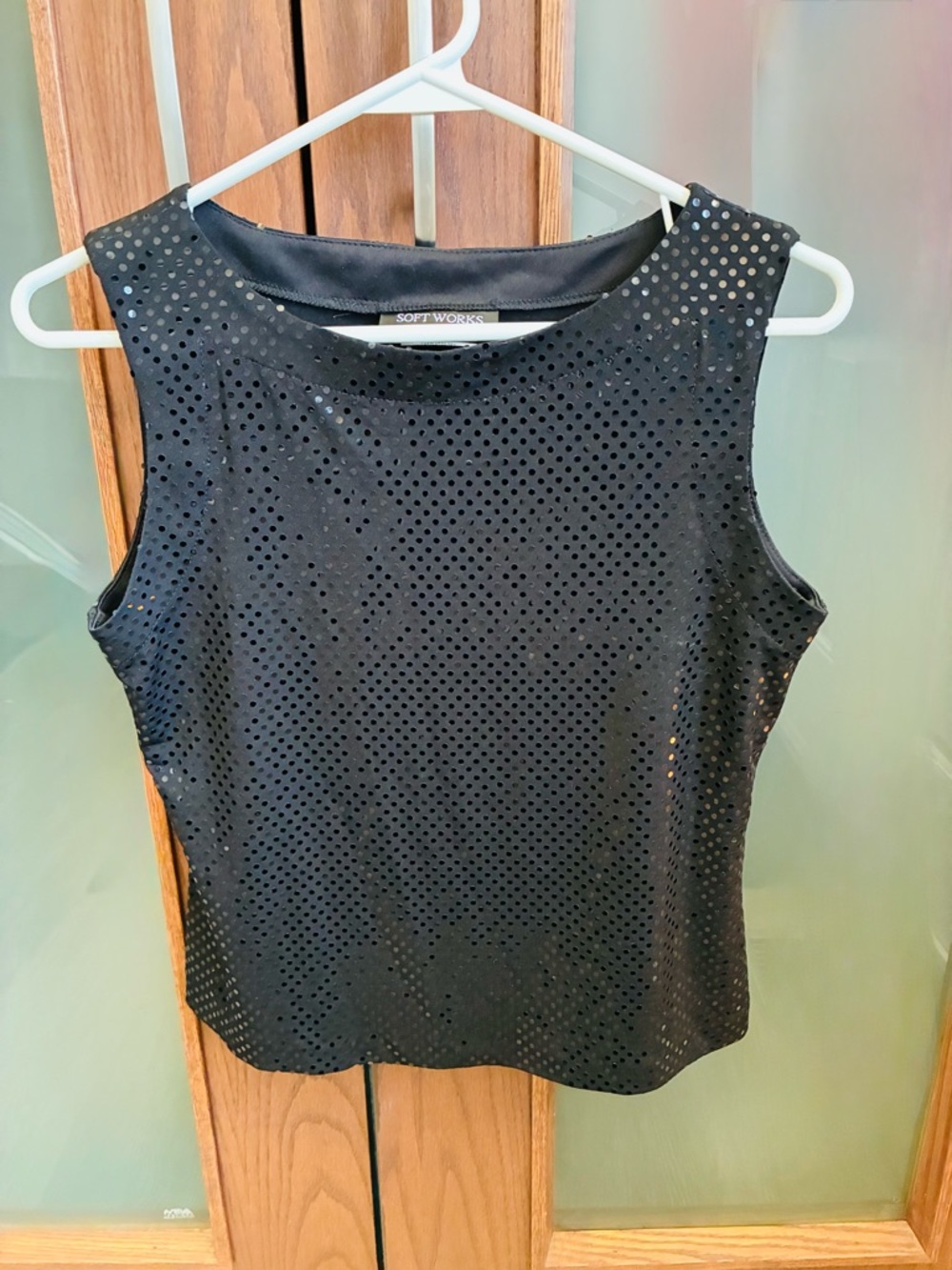 SoftWorks Black Sleeveless Shiny Blouse